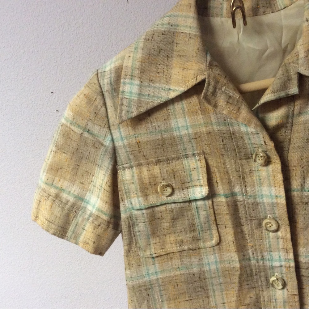 STEAL ME Vtg. 1970’s Plaid Lined Tunic Jacket
